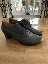 Gabor Denver Black Oxford Mid Heel Height Leather Lace Up Brogues 5.5 FREE POST