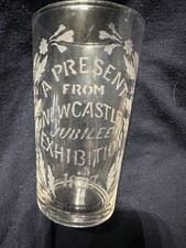 Rare Antique Queen Victoria Diamond Jubilee 1897 Etched Glass Tumbler