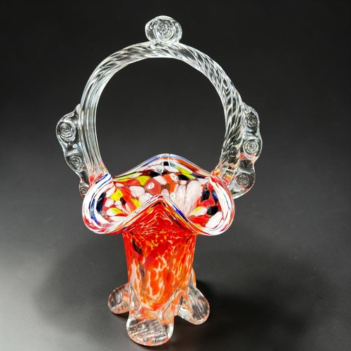 Confetti blown glass basket - confetti,