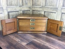 ANTIQUE OAK 3 DRAWER CANTEEN /