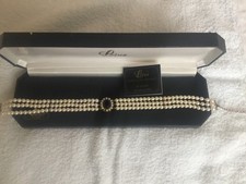 Lotus royale simulated pearl and sapphire colour choker