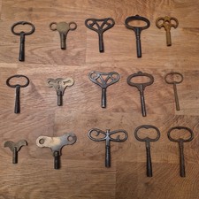 Antique Mantle Clock Keys X 12 Including Various Sizes All Functional A72