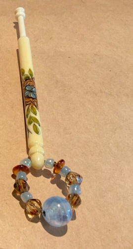 Vintage painted bone - , lace