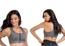 PINK By Victoria's Secret ACTIVE ULTIMATE HIGH IMPACT Front Zip Sports Bra Grey
