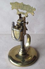 OLD GLOSSY BRASS TABLE PETROL CIGARETTE LIGHTER OLDTIMER / FUNCTIONAL