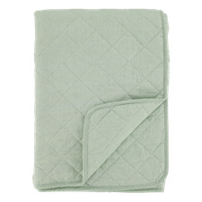 Green quilted blanket striped - blanket,,