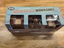 3 Wooden Brain Teaser Puzzles Lock Games Set Educational Logic Mind Puzzle New