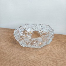 Vintage Mikasa Carmen crystal bowl with a frosted floral design trinket dish