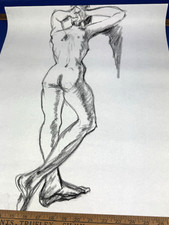 Vintage Charcoal Female Nude