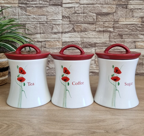 Dunelm red poppy ceramic tea - poppy,