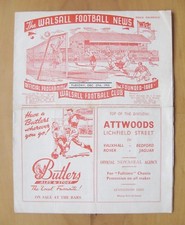 WALSALL v SHREWSBURY TOWN 1955/1956 *VG Condition Football Programme*