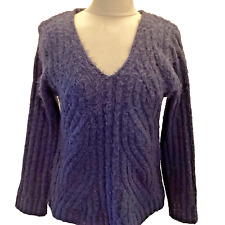LADIES M & S COLLECTION NAVY EYELASH JUMPER CREW NECK LONG SLEEVES SIZE MED