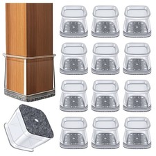 Clear silicone chair leg floor protectors, 32PCS, square, 40-55mm fit