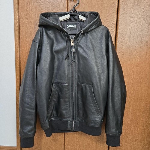 Schott hooded black leather - hooded,