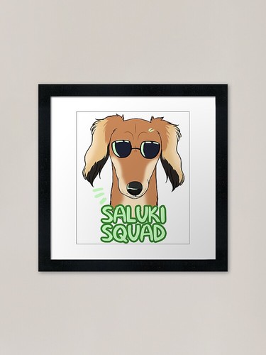 Saluki squad framed art - saluki, (red)