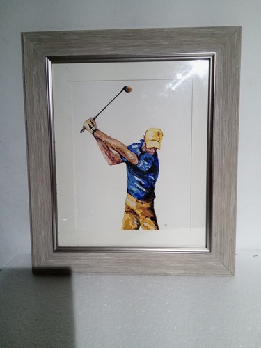 Framed mounted handpainted - framed,mounted,