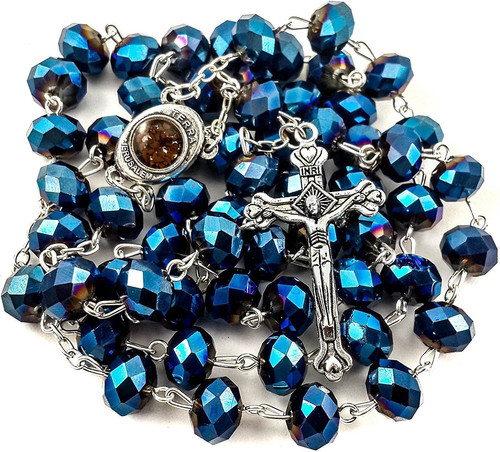 Deep blue crystal - beads, rosary