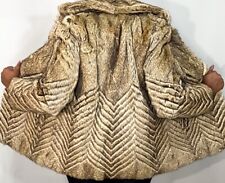 Real Fur Arctic Red Fox Marble Light Brown Striped Vintage Coat FR452