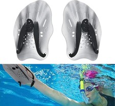 Adult & Junior Swim Training Hand Paddles for Novice - Professional Use Silver
