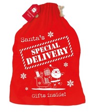 Large Christmas Special Delivery Santa Sack Fabric Stocking Bag Present Gift