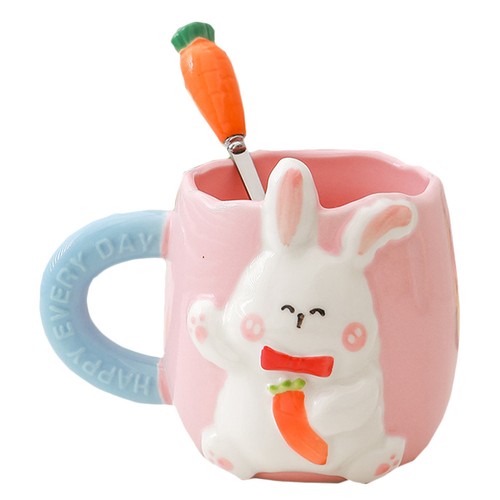 Handmade pink rabbit ceramic - rabbit,