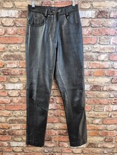 Ladies black UNBRANDED real leather trousers size 10 cg s46