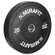 Mirafit 1 x 25kg Black Olympic Rubber Bumper Plate Weight Lifting Disc Gym #728