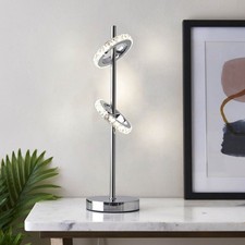 Table Lamp Integrated LED Chrome Metal Clear Crystal Glass Round Contemporary