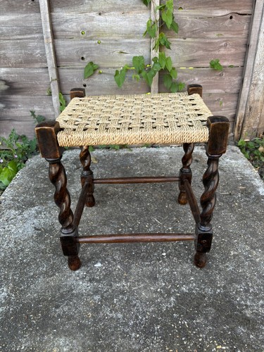 Vintage wooden footstool with - wooden,
