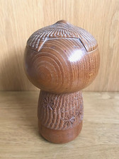 Japanese Kokeshi doll by Takeda Masashi, flowers, vintage, wooden, signed, H16cm