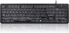 Perixx Periboard-317 Wired LED Backlit Keyboard, Big Letter Print White Full UK