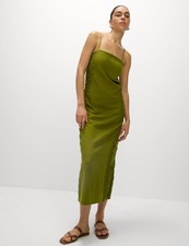 Marks & Spencer Womens Green Linen Midaxi Shift Midi Women Dress - M&S