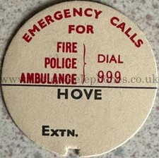 Genuine GPO telephone blank dial label HOVE Extn