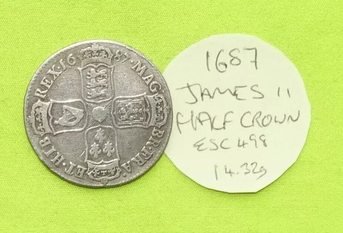1687 silver half crown - 1687,