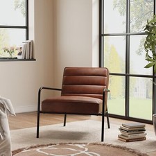 Luxe Faux Tan Leather Armchair