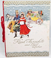 Vtg Crinoline Lady Gent Horse Carriage Snow Christmas Used Greeting Card EB10662