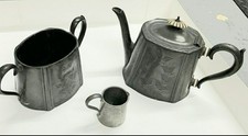 Antique Victorian Britannia Plate Teapot And Milk Jug Creamer Pair.