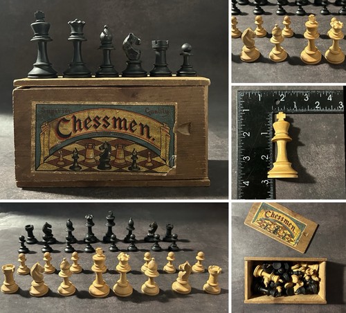 Antique vintage chessmen - vintage,