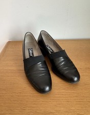 Gabor Black Court Shoes Size UK 4 Leather & Fabric Boxed Comfort