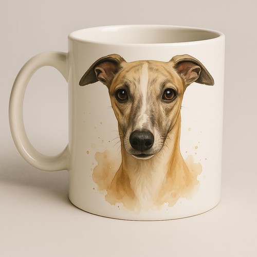 Whippet watercolour mug - watercolour, brew