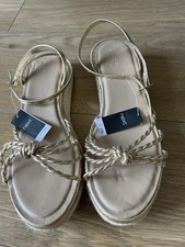 Next Ladies Gold Strappy Wedge Sandals Forever Comfort New Size UK 6 Eur 39 Bnwt