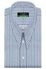 Mens Reproduction Clothing Vintage Spear Pointed Collar Blue White Stripes Shirt