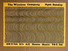 Wireless Company 98.5 fm Pirate radio station - House music - 1990's flyer rave