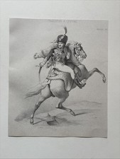 Antique Engraving 1868  Academic Study Napoleonic Cavalry Horseman