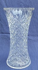 Vintage Large & Heavy Lead Crystal Cut Glass Waisted Trumpet Vase - 31cm, 2.3kg
