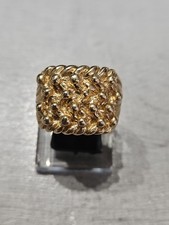 9ct Yellow Gold Mens 4 Row Keeper Ring Size V  1/2
