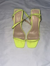Neon Yellow Suede Block Heels