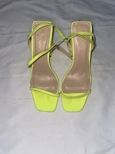 Neon yellow suede block heels - yellow,