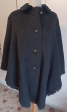 Vintage 1970s black wool Austrian Tyrol cape cloak velvet collar size 16/18 UK