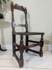 Carved Charles II Oak Mortuary Chair 17th Century Dining Library Desk 